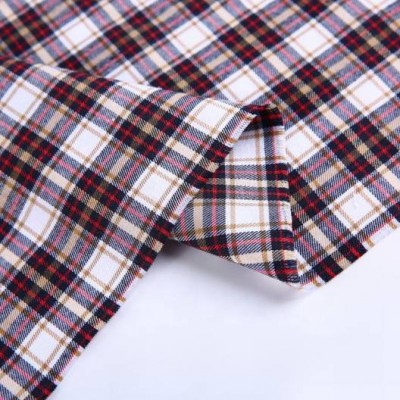 Winter textiles woven indian golf plaid shirt brown check fabric shirting