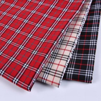 Men spring stock 75 poly 25 cotton fabric shirting check office dress shirt fabric